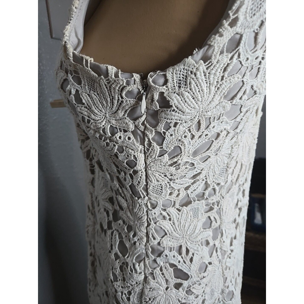 Ann Taylor Women's Ivory Lace Overlay Sleeveless Sheath Dress Size 6 - Picture 5 of 6